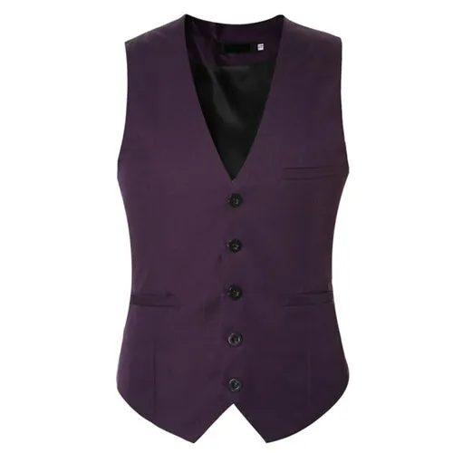 2021 Men's Vests V Neck Single breasted Slim Vest Male Business Suits