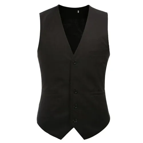 2021 Men's Vests V Neck Single breasted Slim Vest Male Business Suits
