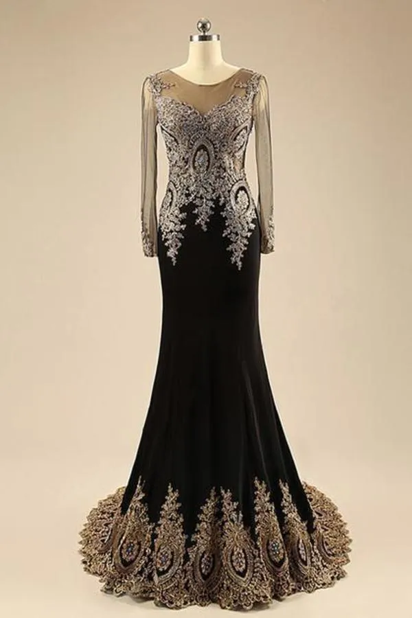 2024 Mermaid Prom Dresses/Evening Dresses Beaded Court Train Long Sleeves PJSL6FJG