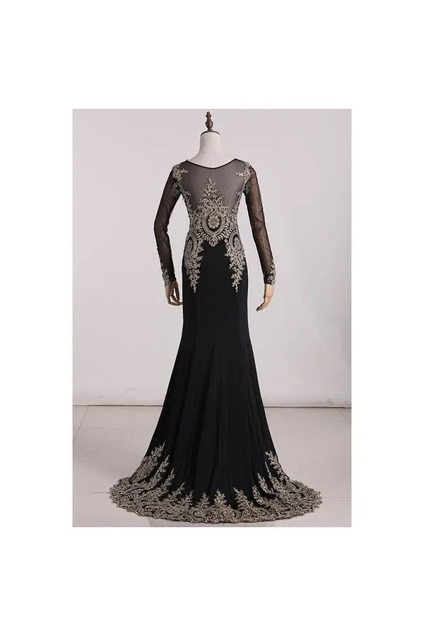 2024 Mermaid Prom Dresses/Evening Dresses Beaded Court Train Long Sleeves PJSL6FJG