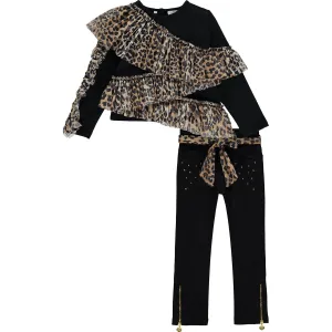 A DEE - Leopard Print Tule Top & Skinny Jeans - Black
