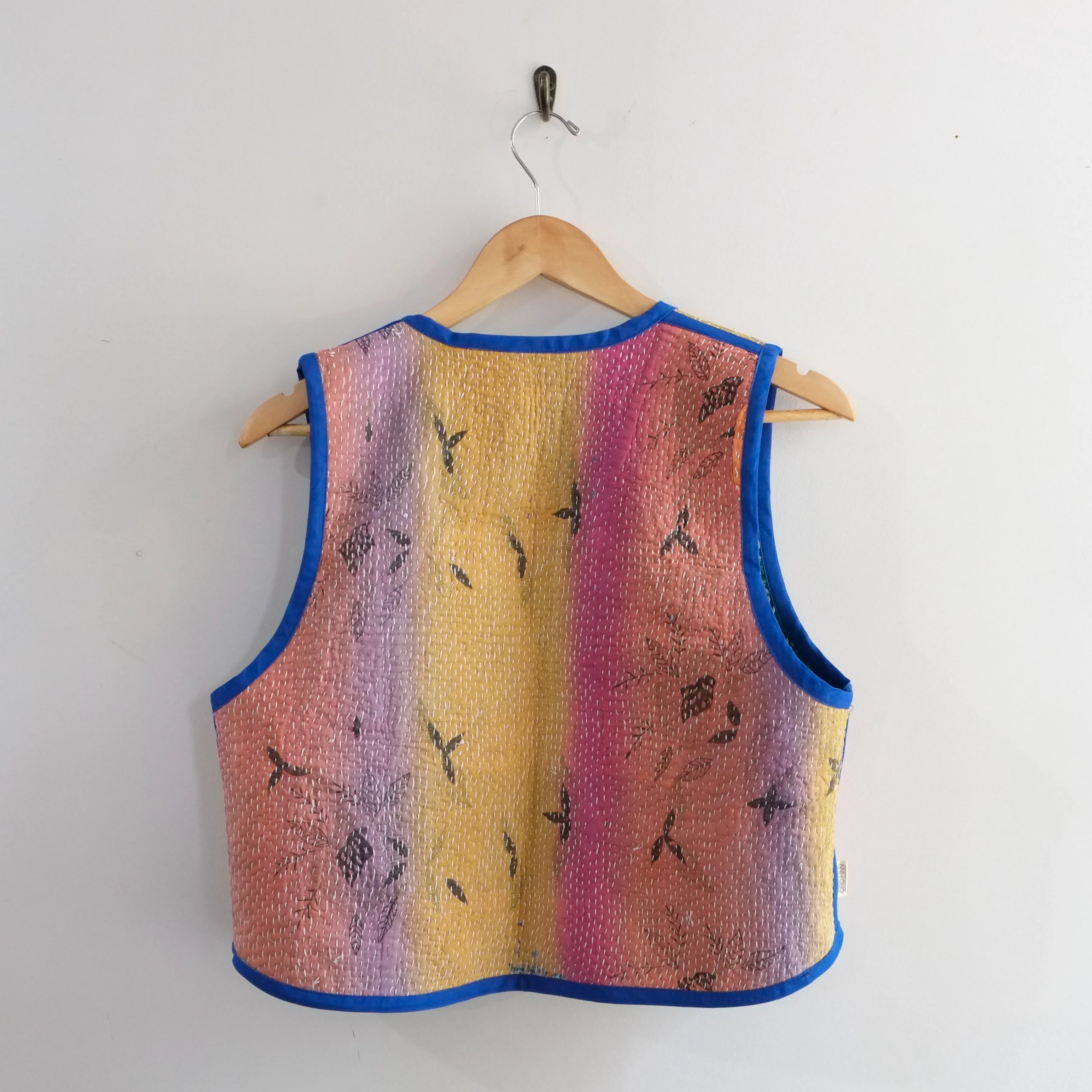 Amelia Vest Blue Green Diamond Lattice Embroidery M018