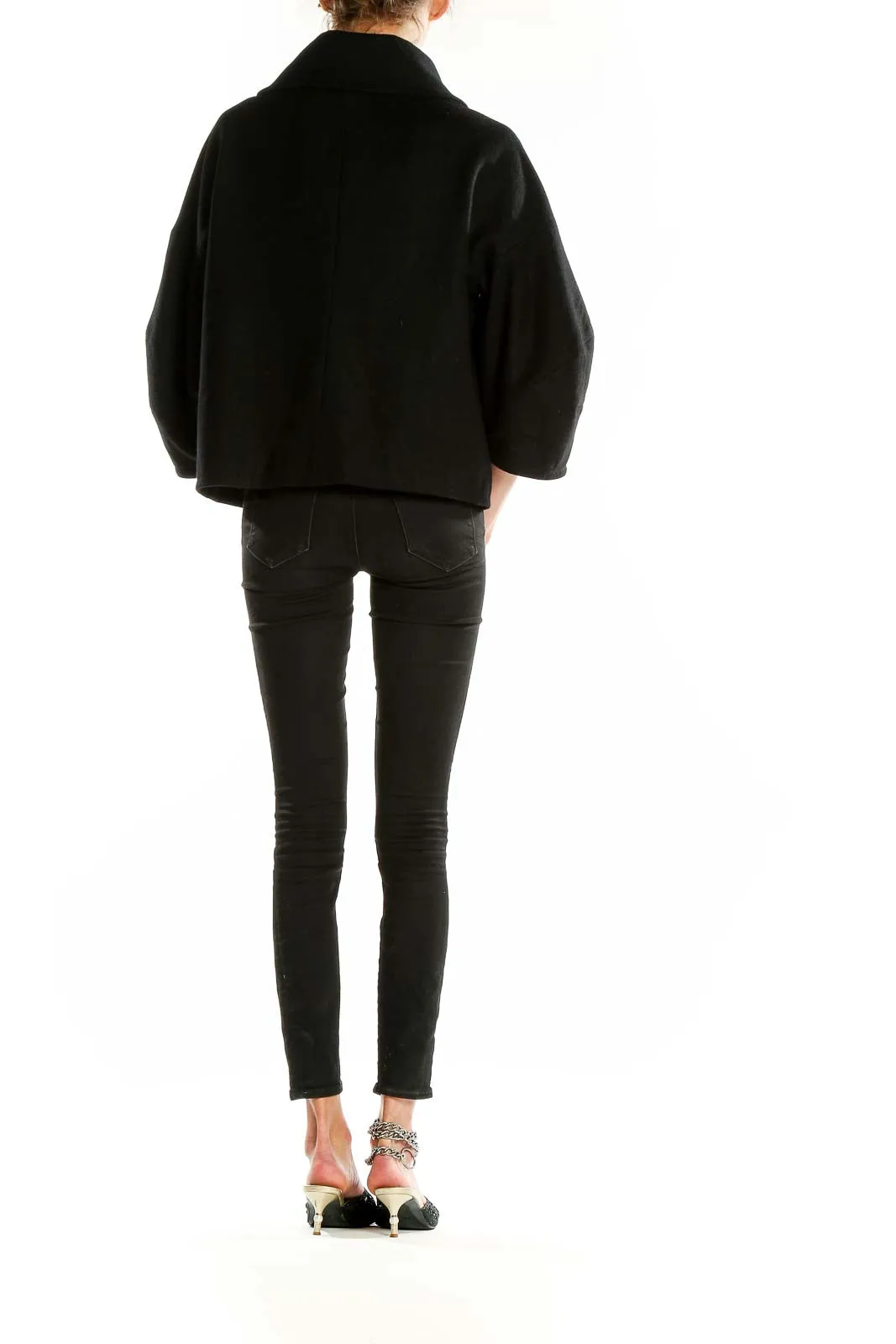 Black Double-Breasted Cropped Jacket