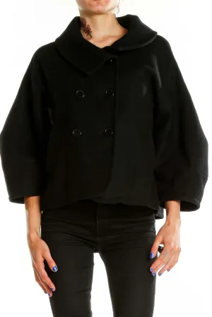 Black Double-Breasted Cropped Jacket