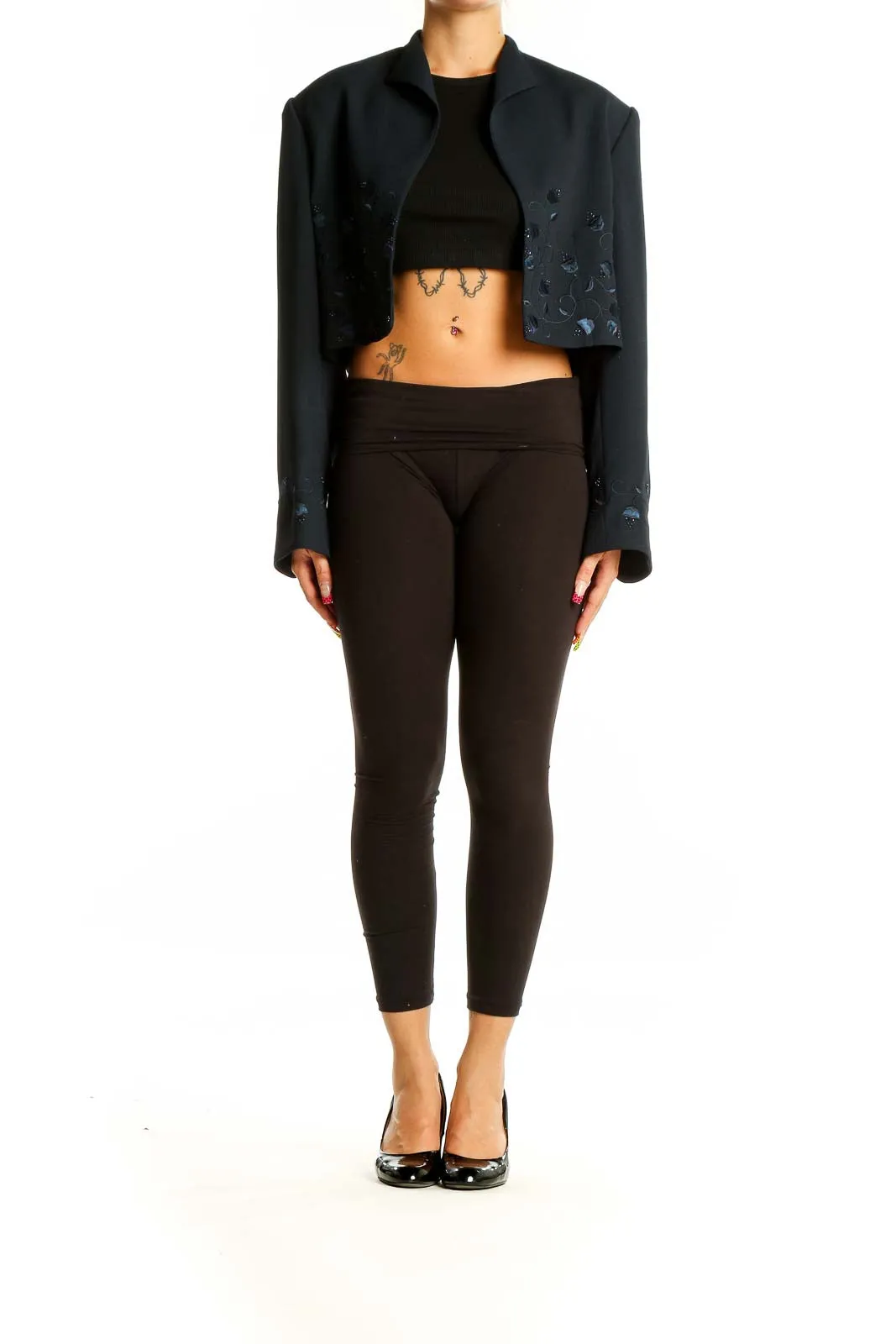 Black Embellished Cropped Jacket
