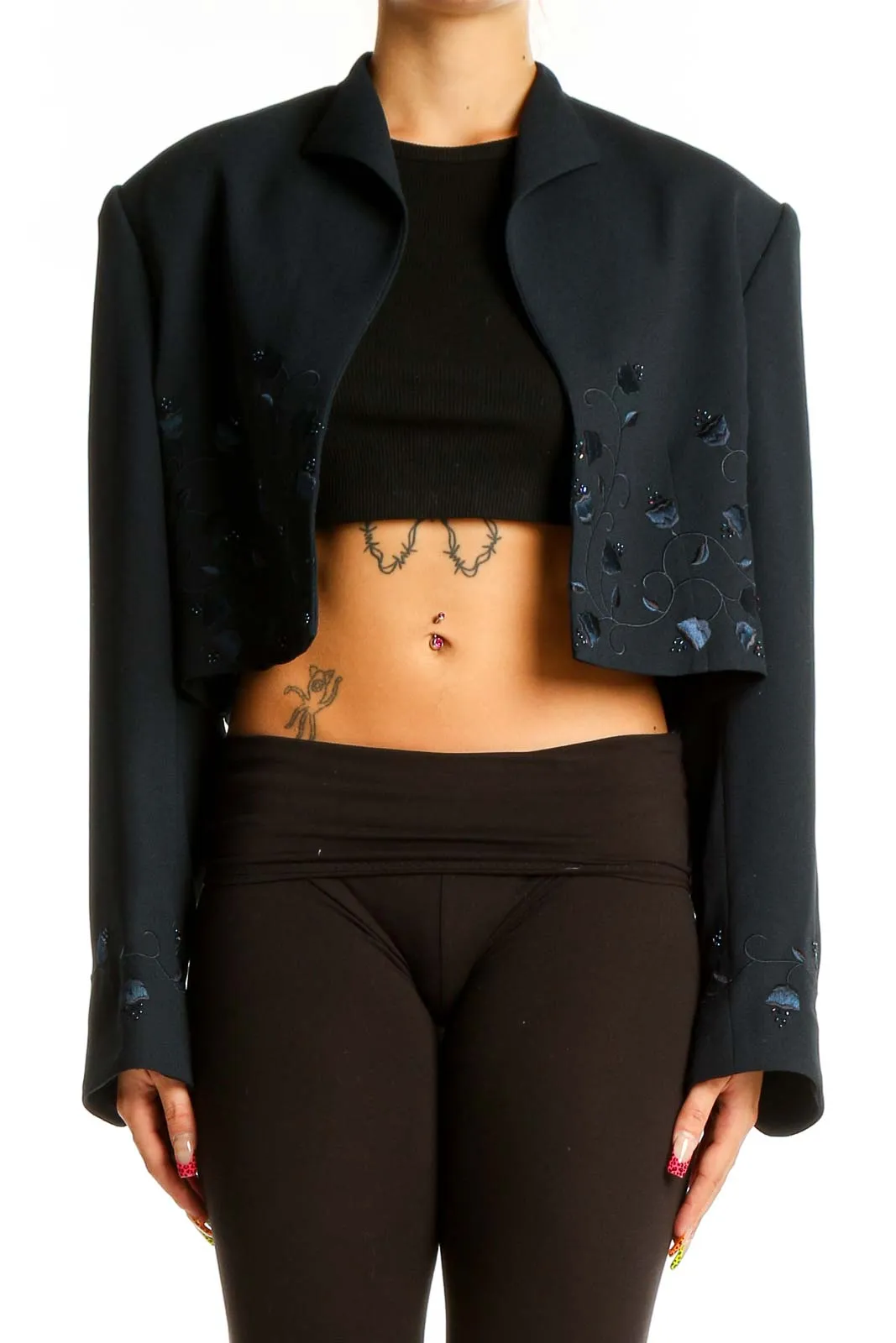 Black Embellished Cropped Jacket