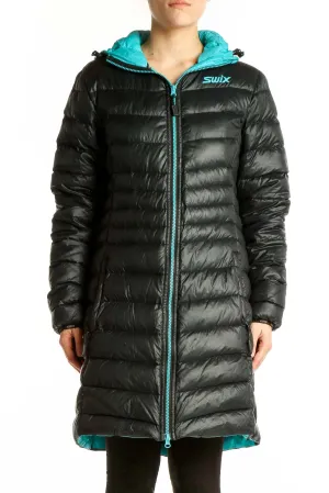 Black Quilted Long Puffer Jacket