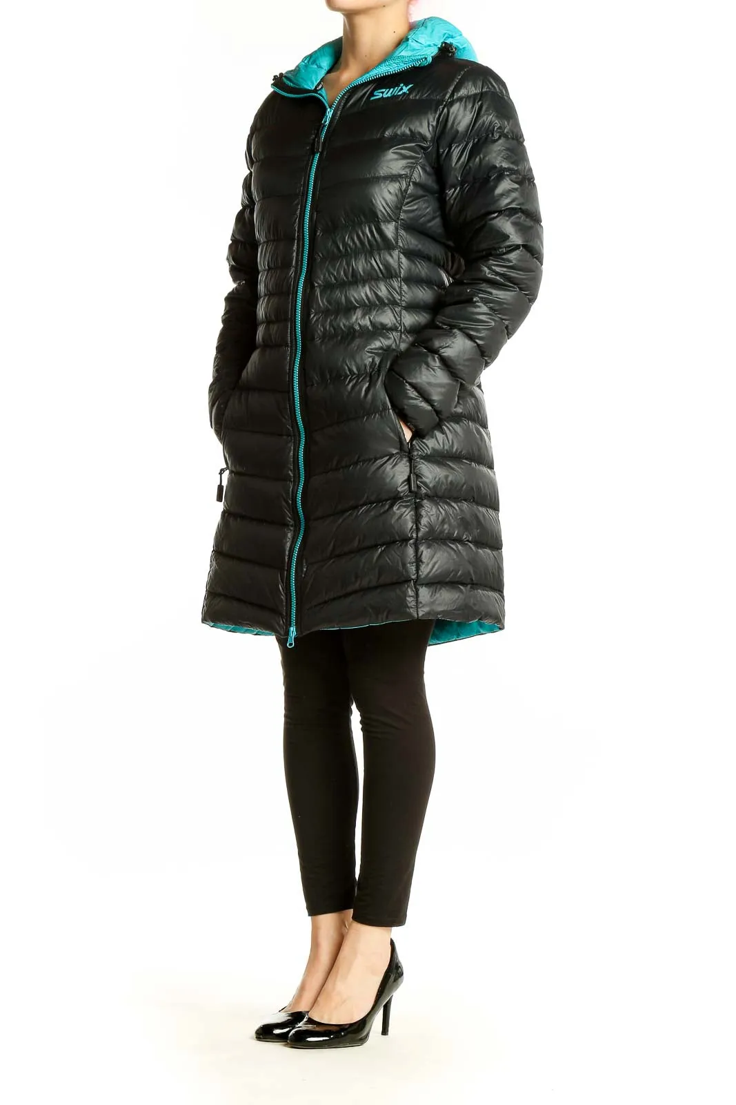 Black Quilted Long Puffer Jacket