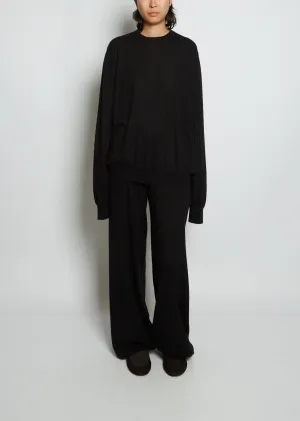 Boyfriend R-Neck Cashmere Sweater —  Black