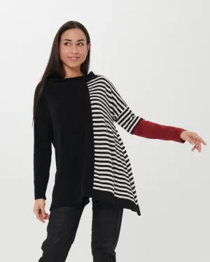 Chiara Cocol Olio Sweater, Black Stripe