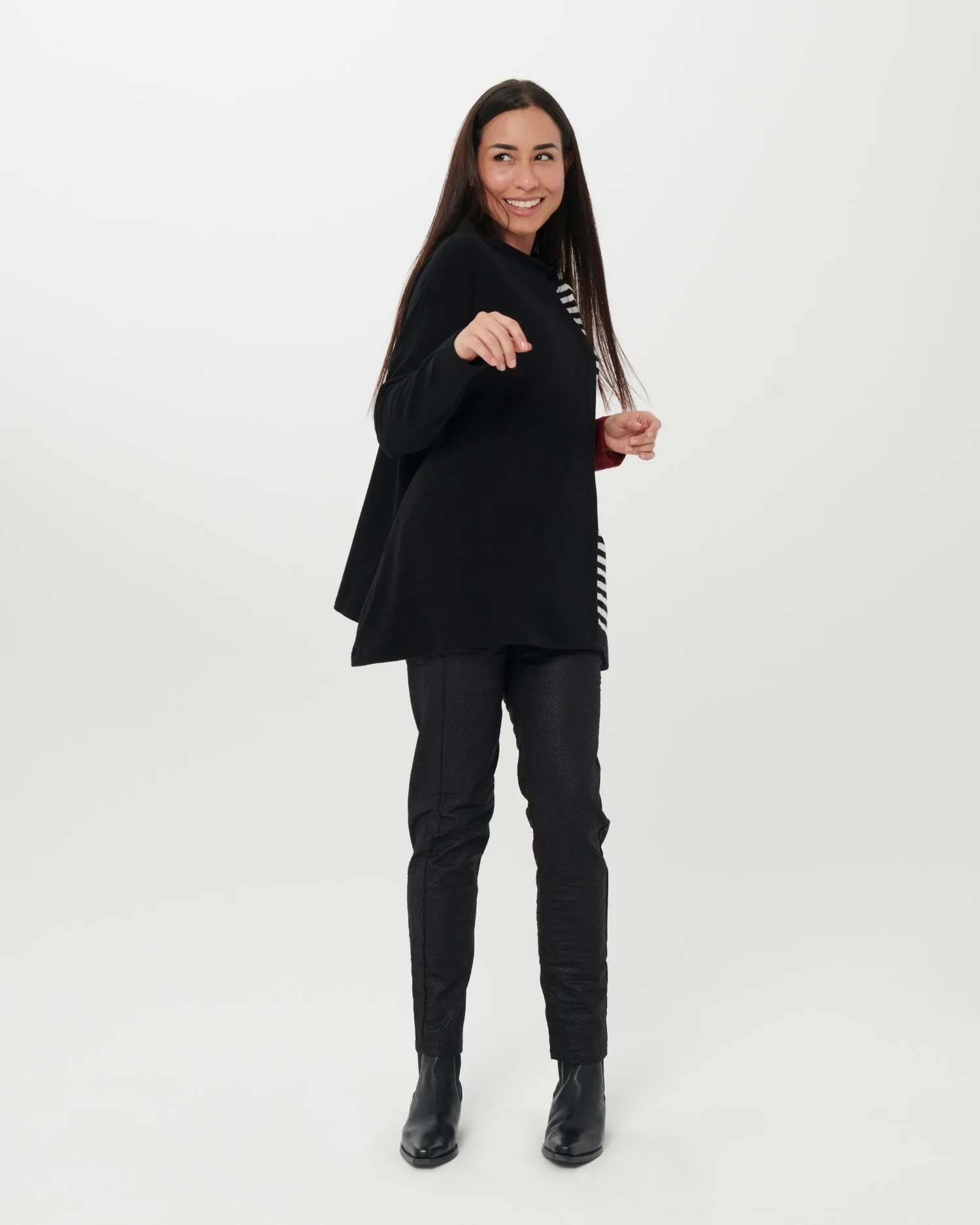 Chiara Cocol Olio Sweater, Black Stripe