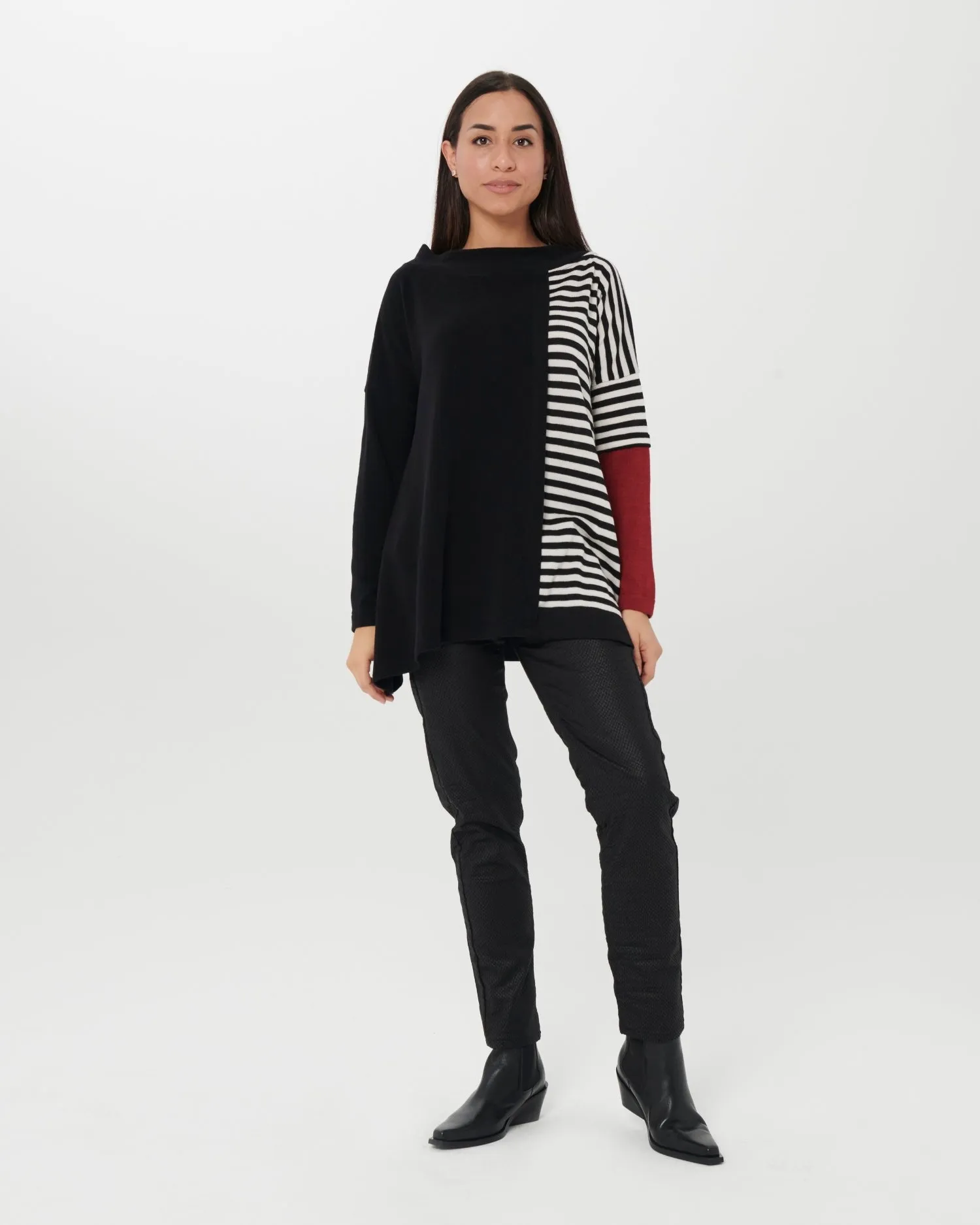 Chiara Cocol Olio Sweater, Black Stripe