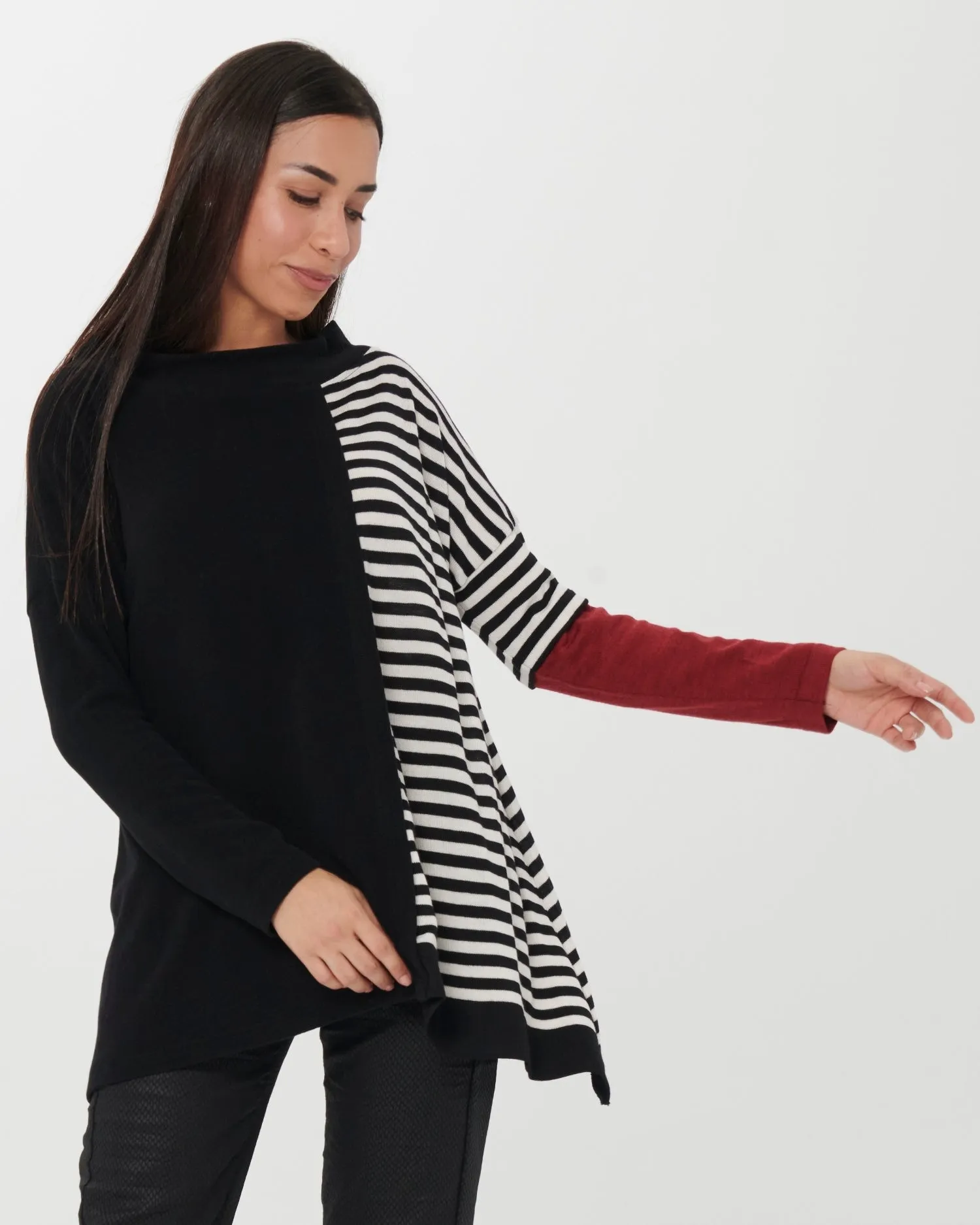 Chiara Cocol Olio Sweater, Black Stripe