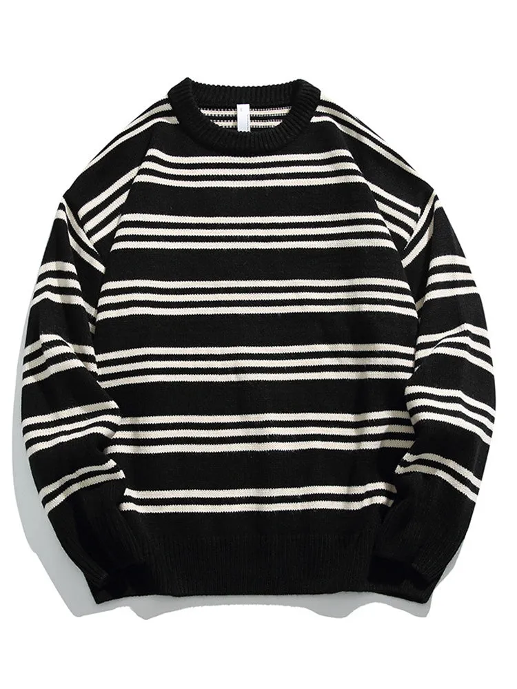 Contrast Color Striped Knit Sweater