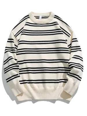 Contrast Color Striped Knit Sweater
