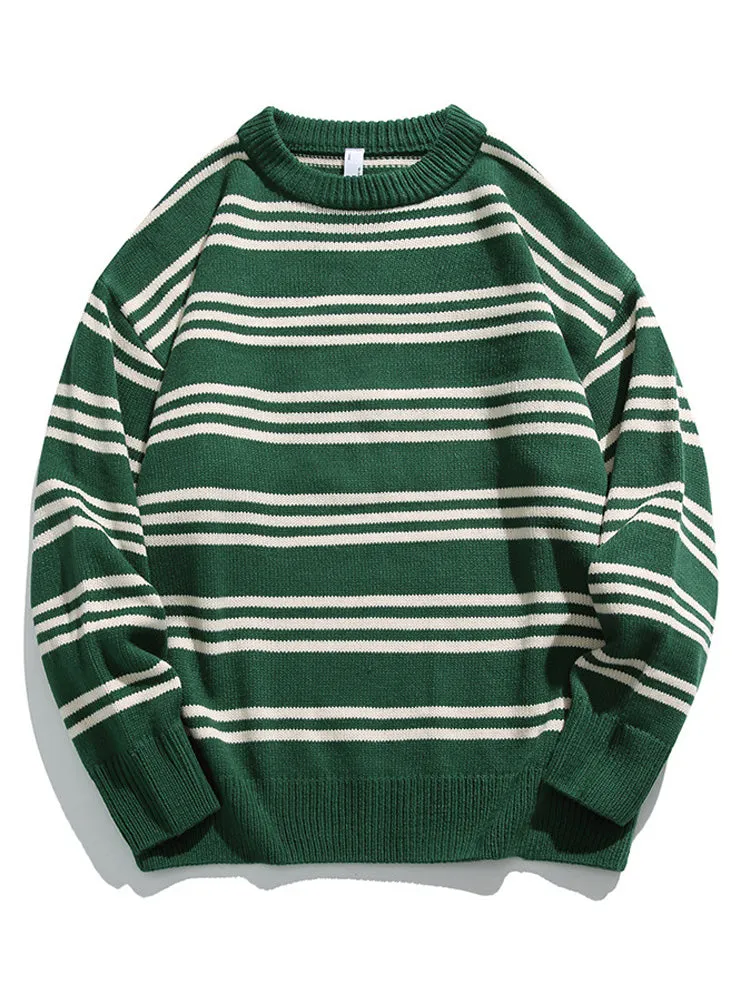 Contrast Color Striped Knit Sweater