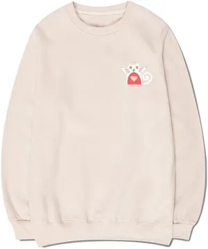 CORIRESHA Unisex Cat Lovers Heart Print Crewneck Long Sleeves Casual Sweatshirt