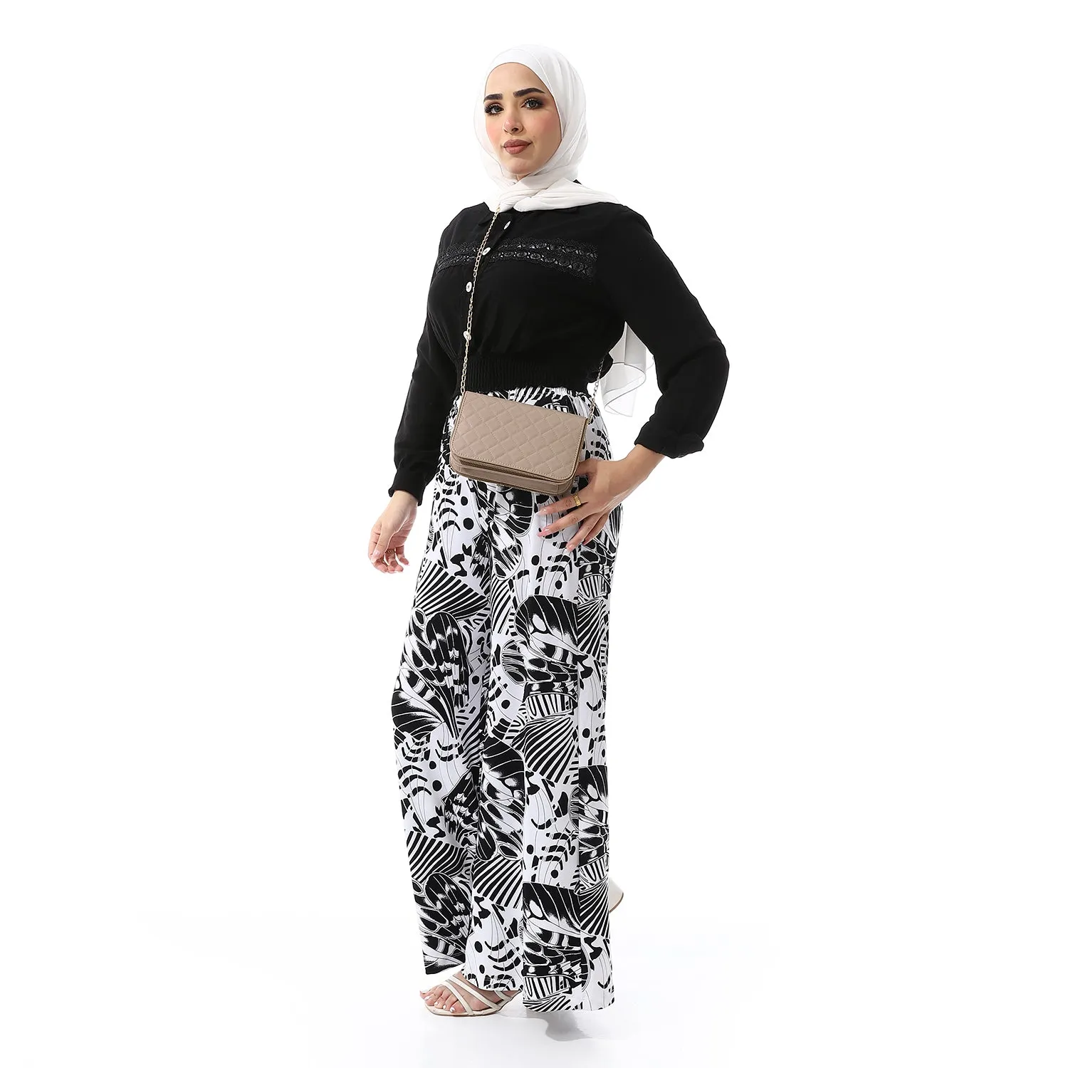 Elegant Black Shirt with White Buttons