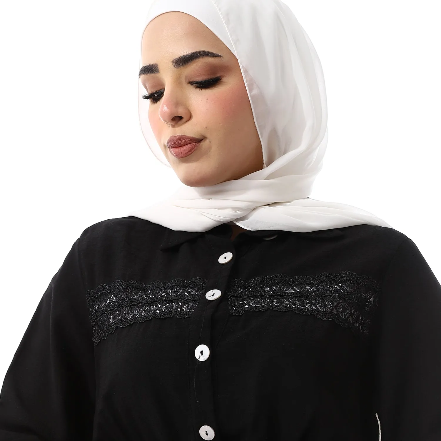 Elegant Black Shirt with White Buttons