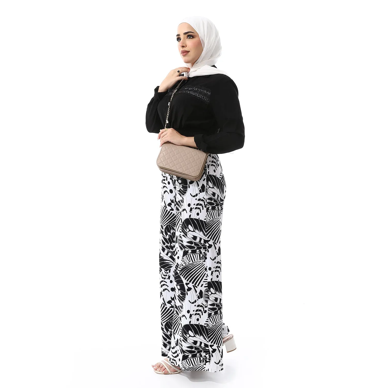 Elegant Black Shirt with White Buttons