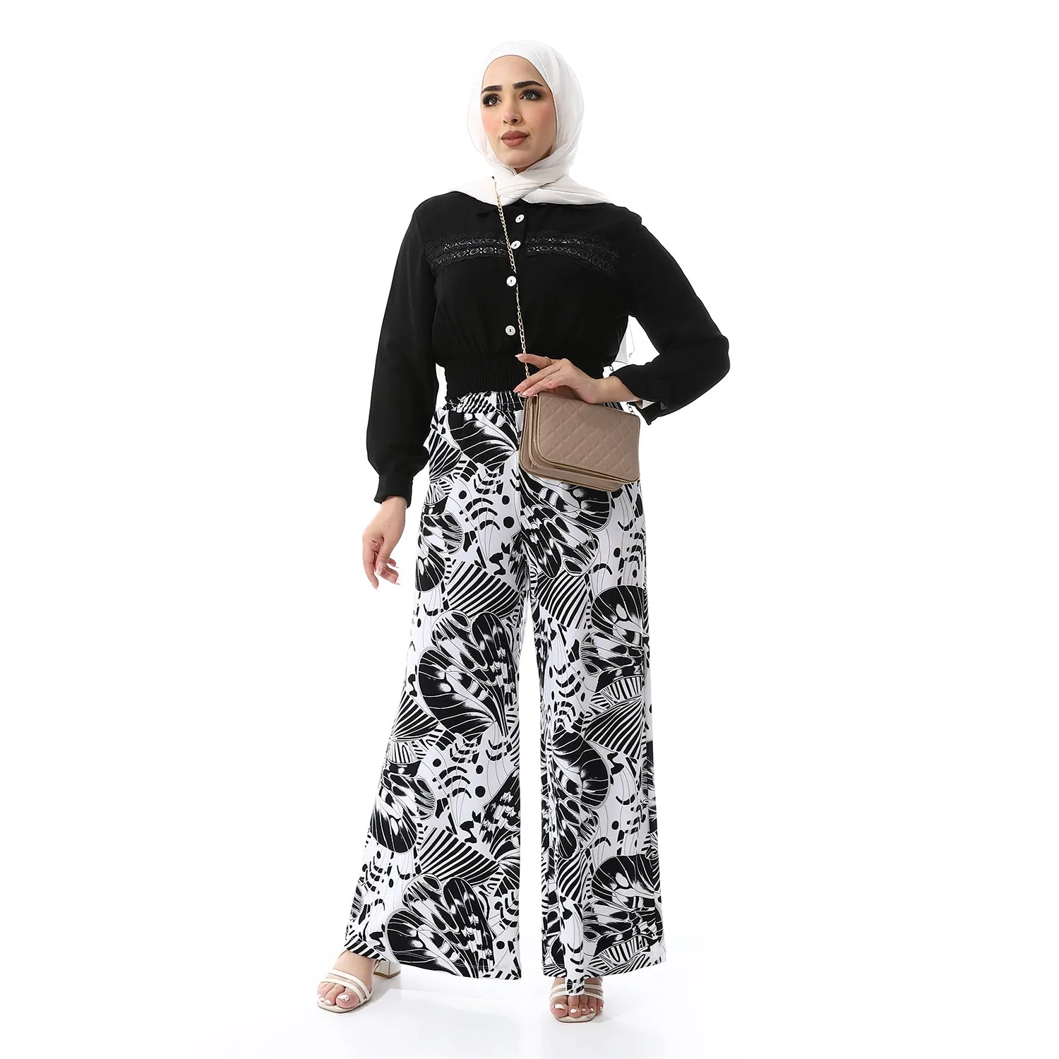 Elegant Black Shirt with White Buttons