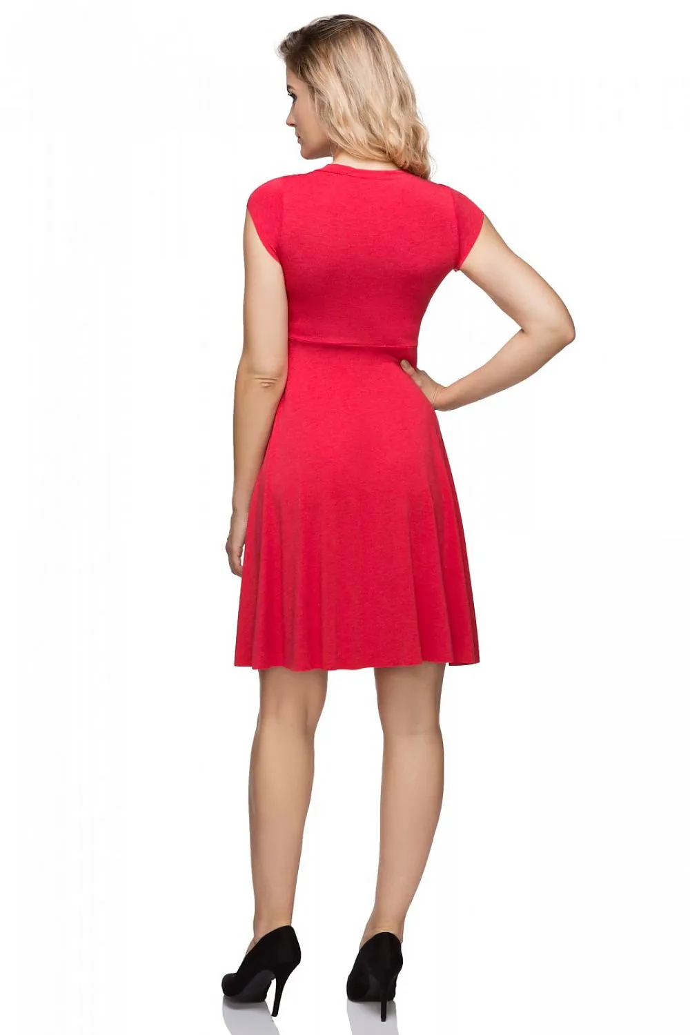 Elegant Knit V-Neck Evening Dress with Flared Hem