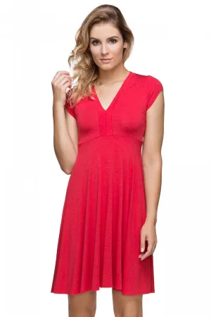 Elegant Knit V-Neck Evening Dress with Flared Hem