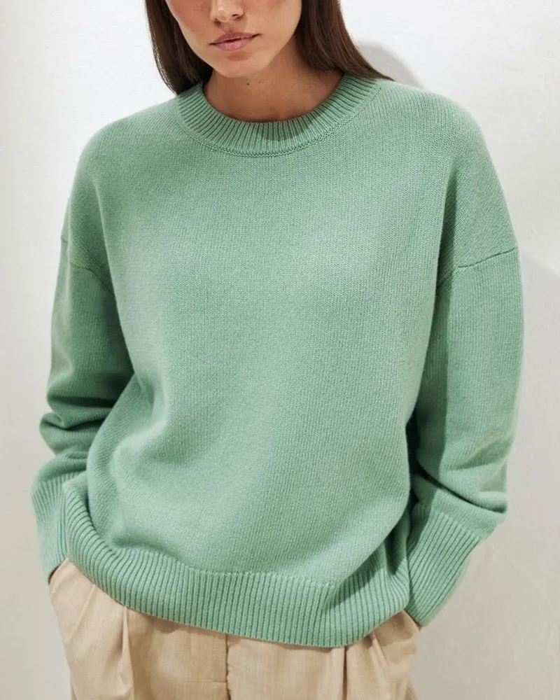 Fashionkova  Cashmere Elegant Women Sweater Oversized Knitted Basic Pullovers O Neck Loose Soft Female Knitwear Jumper