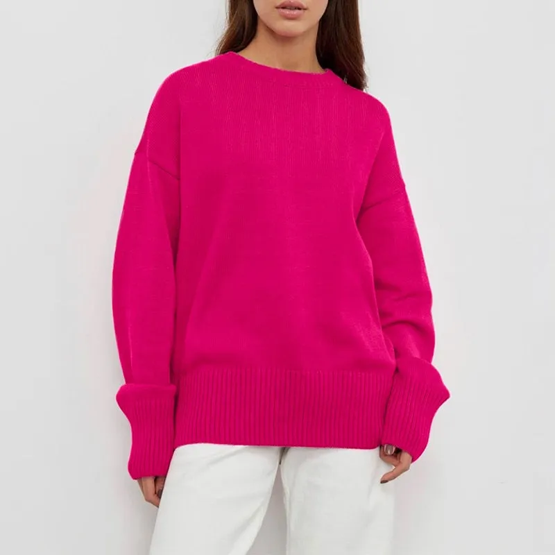 Fashionkova  Cashmere Elegant Women Sweater Oversized Knitted Basic Pullovers O Neck Loose Soft Female Knitwear Jumper