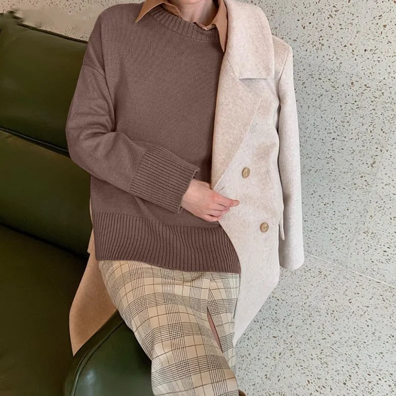 Fashionkova  Cashmere Elegant Women Sweater Oversized Knitted Basic Pullovers O Neck Loose Soft Female Knitwear Jumper