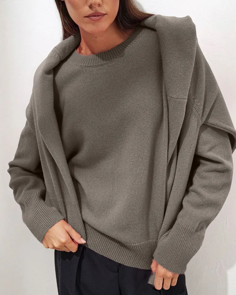 Fashionkova  Cashmere Elegant Women Sweater Oversized Knitted Basic Pullovers O Neck Loose Soft Female Knitwear Jumper