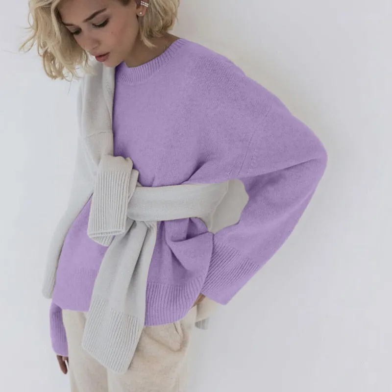 Fashionkova  Cashmere Elegant Women Sweater Oversized Knitted Basic Pullovers O Neck Loose Soft Female Knitwear Jumper