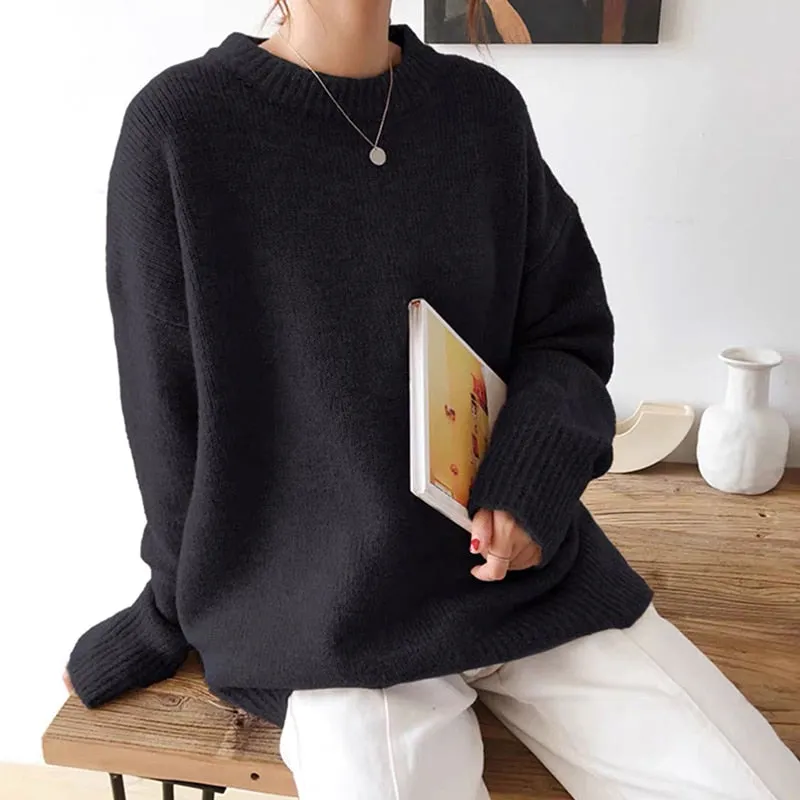 Fashionkova  Cashmere Elegant Women Sweater Oversized Knitted Basic Pullovers O Neck Loose Soft Female Knitwear Jumper
