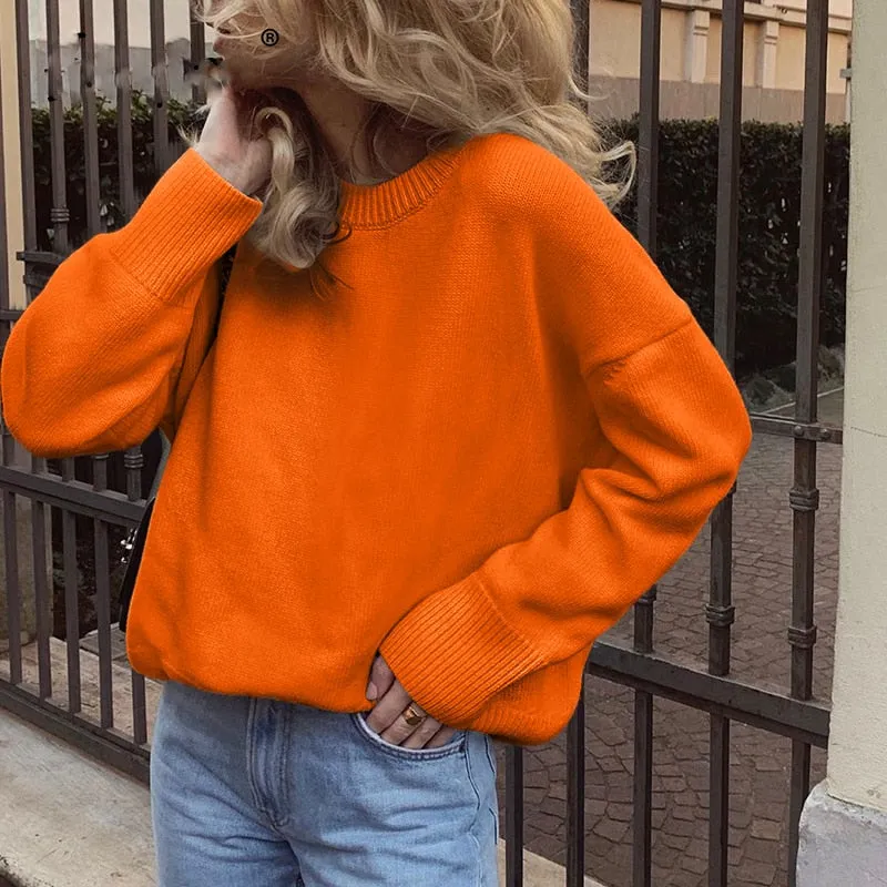 Fashionkova  Cashmere Elegant Women Sweater Oversized Knitted Basic Pullovers O Neck Loose Soft Female Knitwear Jumper