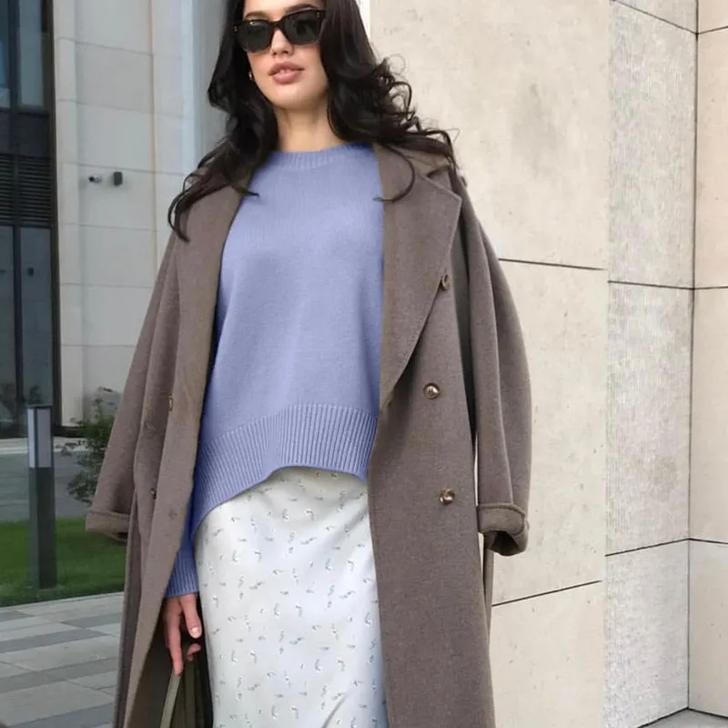 Fashionkova  Cashmere Elegant Women Sweater Oversized Knitted Basic Pullovers O Neck Loose Soft Female Knitwear Jumper