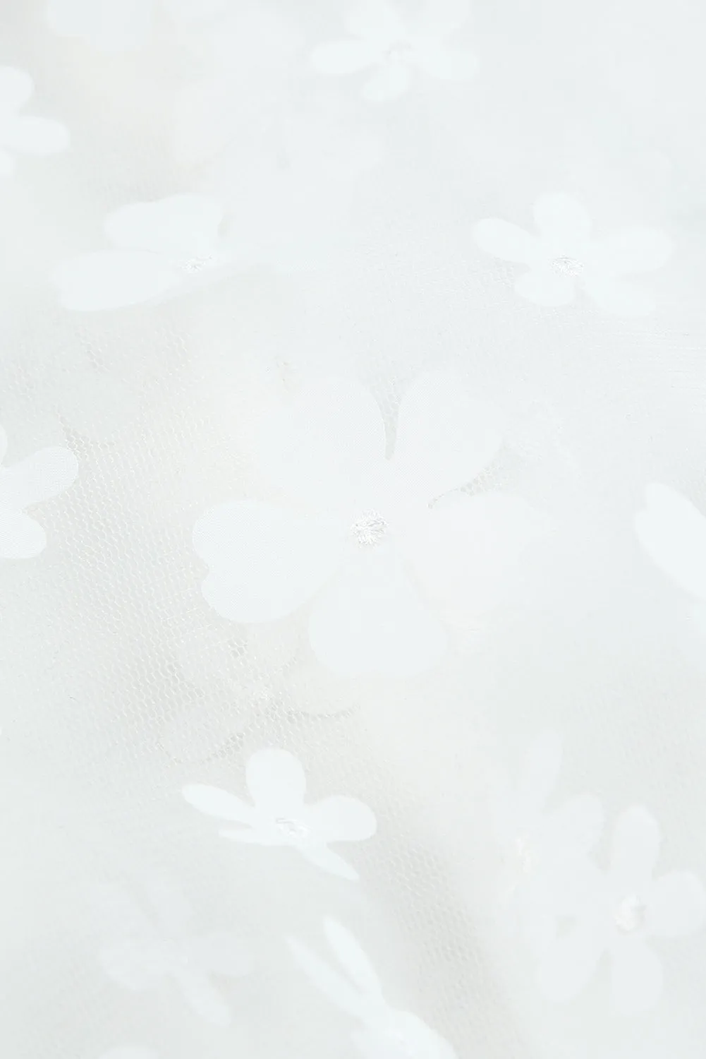 Floral Applique Mesh Sleeves Textured Knit Blouse