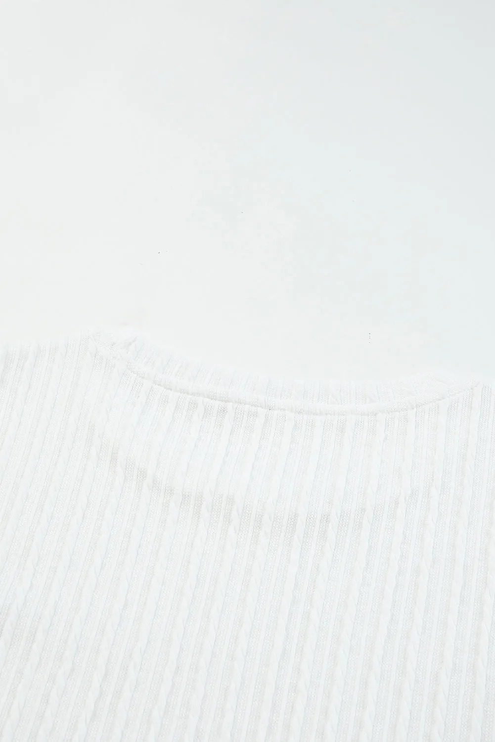 Floral Applique Mesh Sleeves Textured Knit Blouse