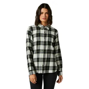 Fox Racing  Womens Light Gray Pines Flannel Shirt Comfy Cotton Long Sleeve Warm
