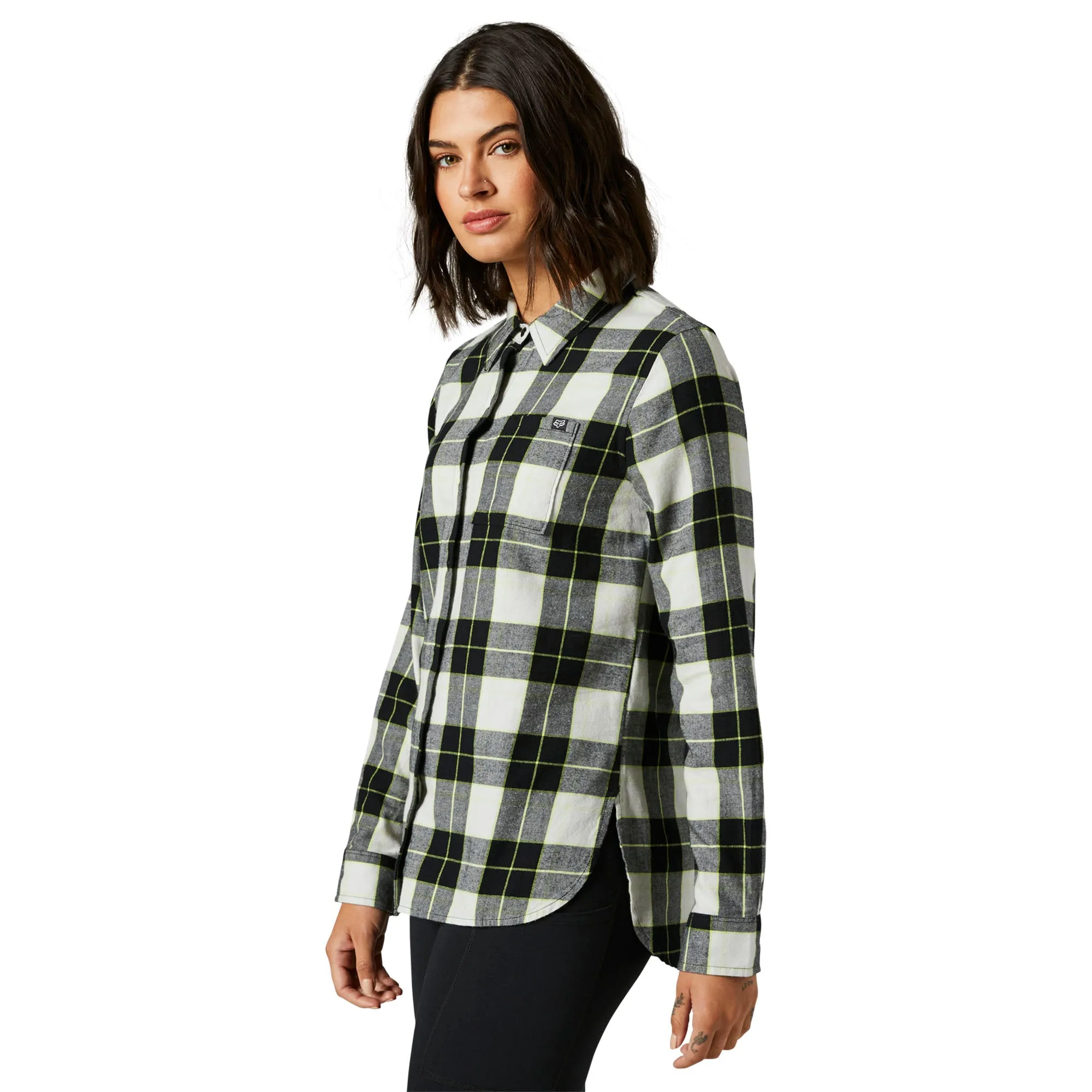 Fox Racing  Womens Light Gray Pines Flannel Shirt Comfy Cotton Long Sleeve Warm