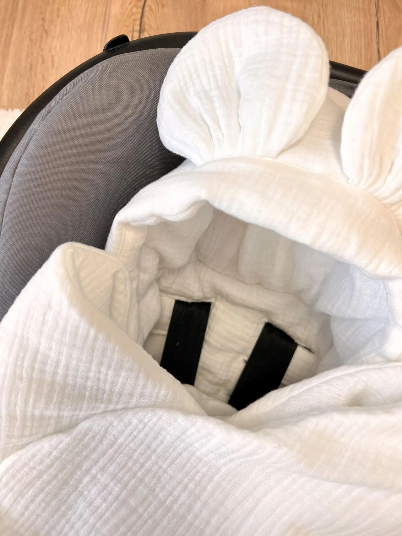 Handmade Car Seat Blanket - 100% Muslin Cotton - Cream