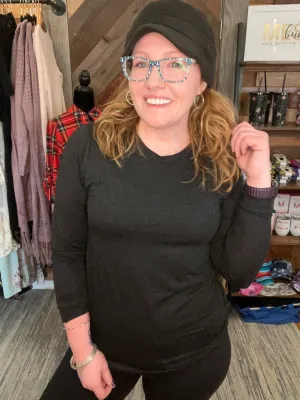 HEATHERED BLACK BELLA CANVAS LONG SLEEVE TEE