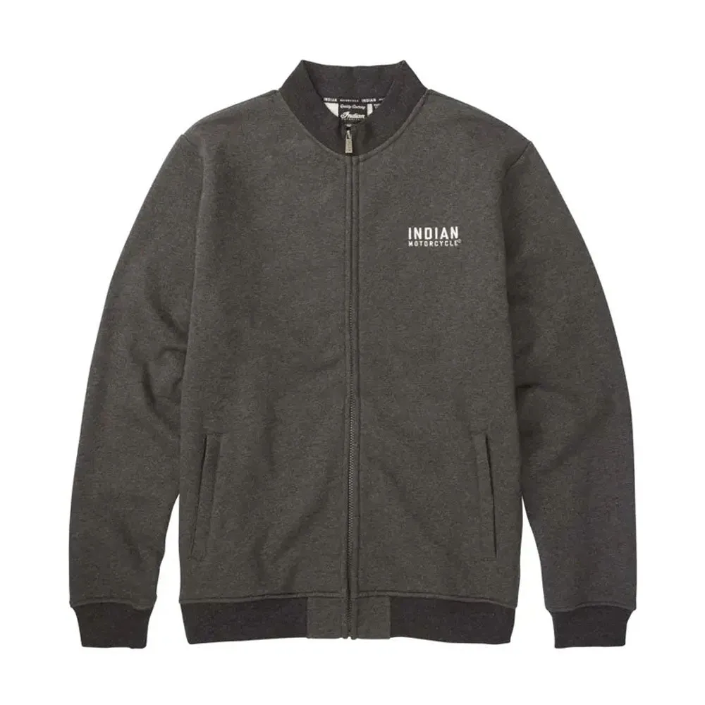 Indian Motorcycle  Mens Colorblock Marl Zip Thru Warm Comfy Casual Grey Silver