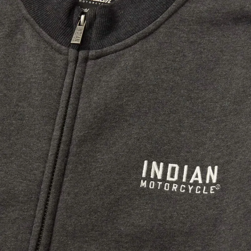 Indian Motorcycle  Mens Colorblock Marl Zip Thru Warm Comfy Casual Grey Silver