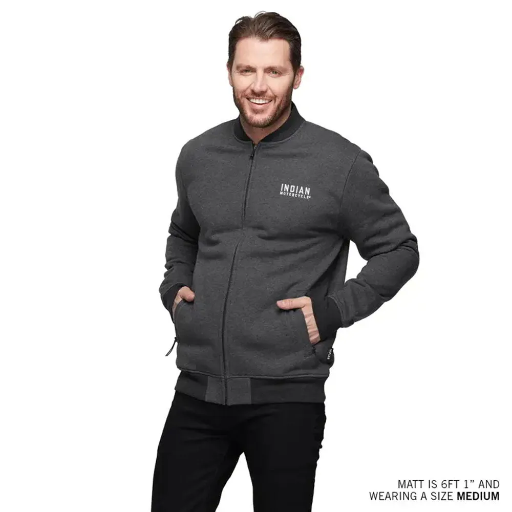 Indian Motorcycle  Mens Colorblock Marl Zip Thru Warm Comfy Casual Grey Silver