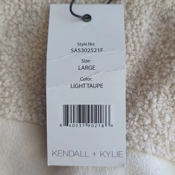 Kendall   Kylie Bridge Faux Shearling Asymmetrical Zipper Sweater Jacket Size L