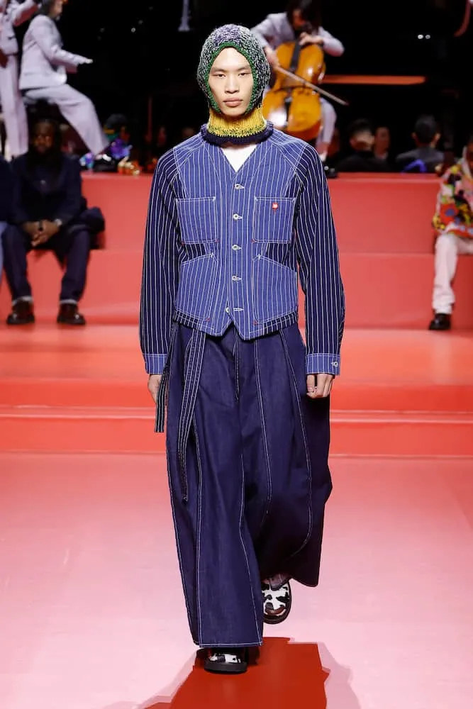 Kenzo Patchwork striped denim jacket