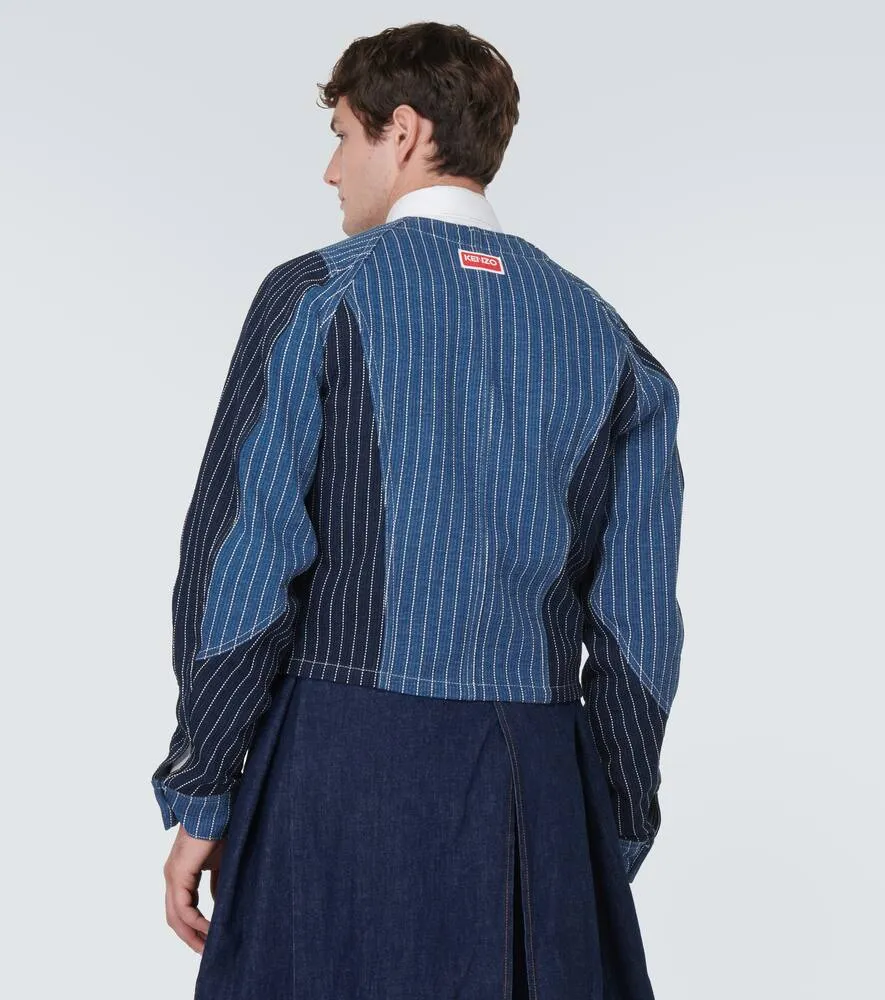 Kenzo Patchwork striped denim jacket