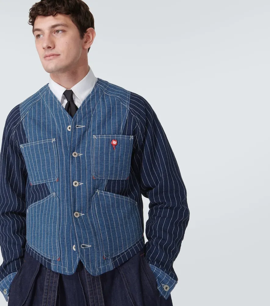 Kenzo Patchwork striped denim jacket
