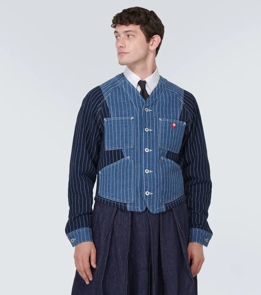 Kenzo Patchwork striped denim jacket