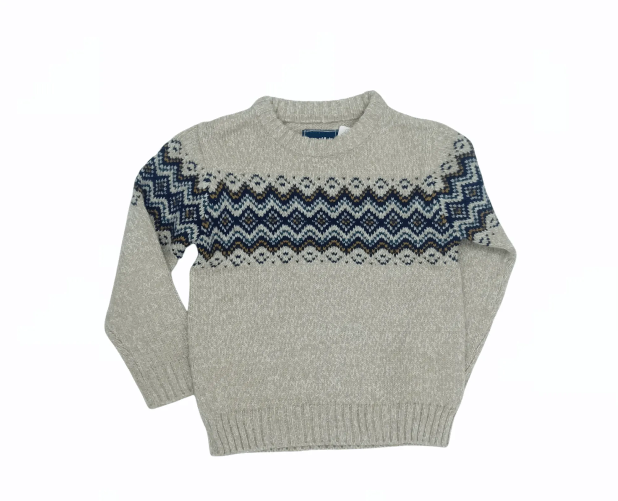 Kids Pullover - Round Collar - Ligt brown patterned